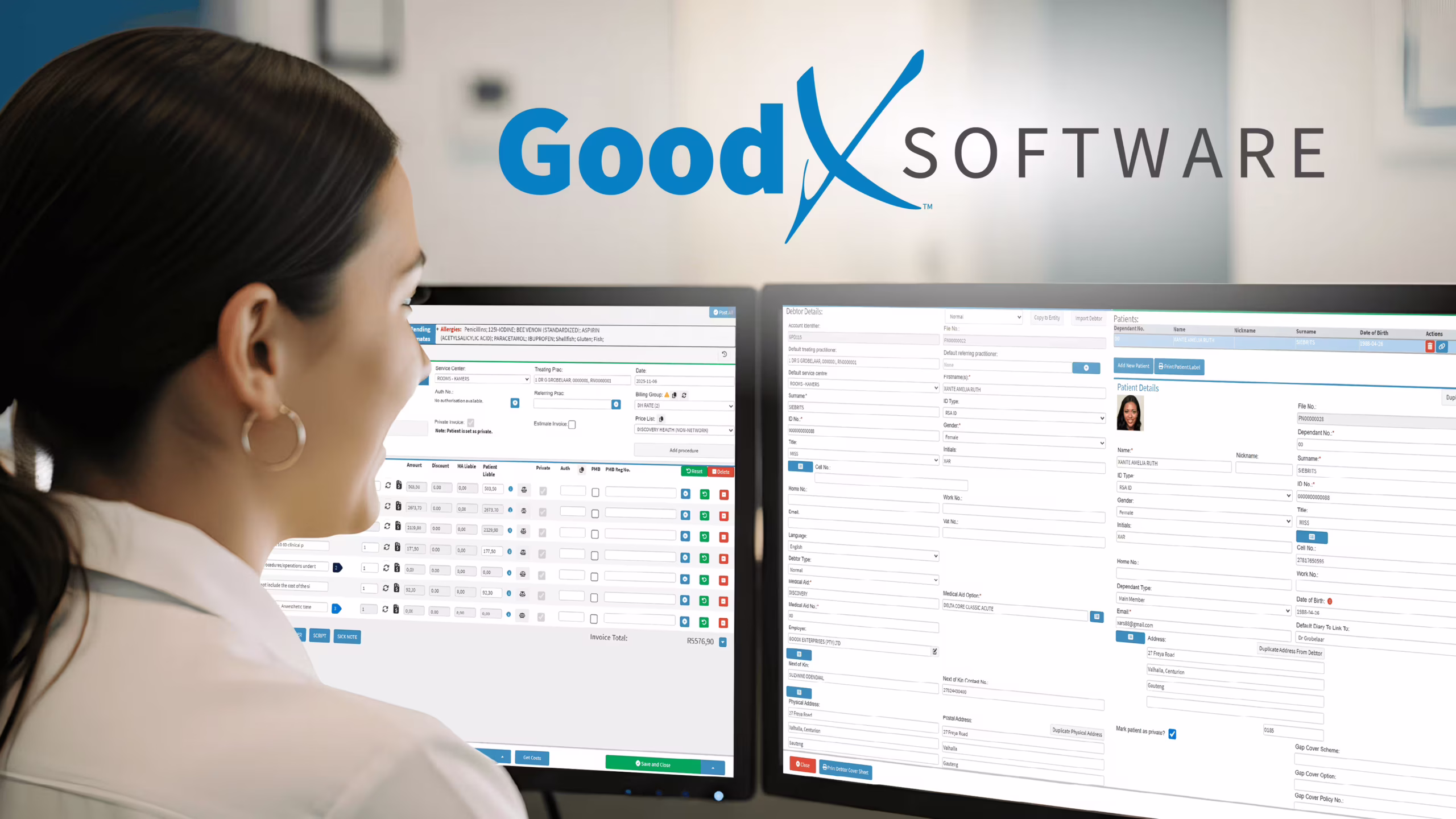 Receptionist in an Australian clinic using medical billing software for patient invoicing