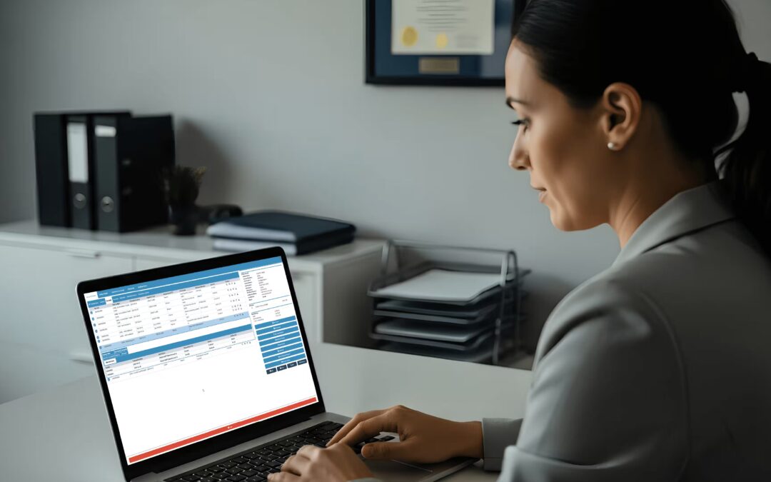 Medical billing software Ontario practice admin reviewing claims on laptop in Canadian clinic