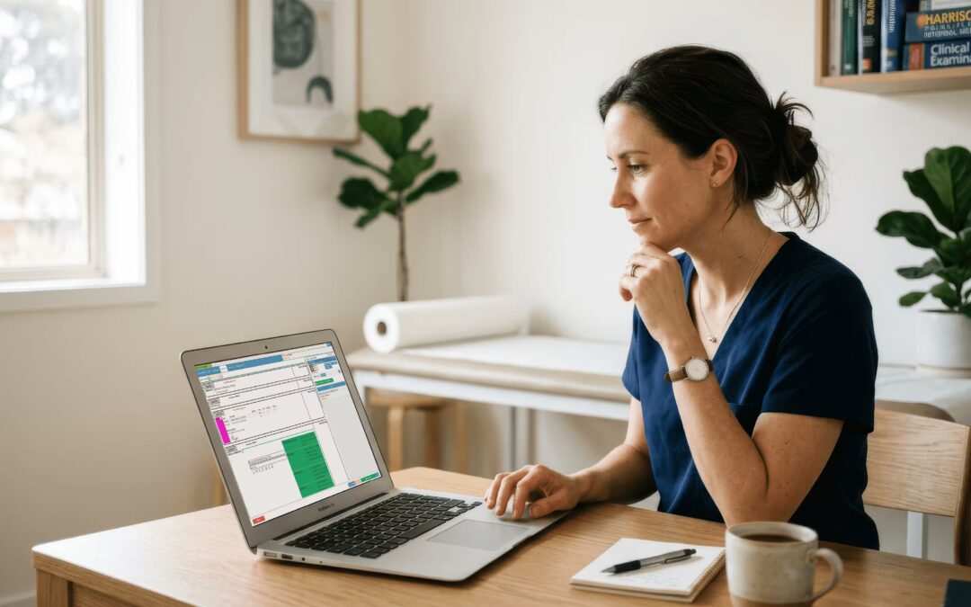 Solo physician using the best EHR software for small practice on a laptop in a private consulting room