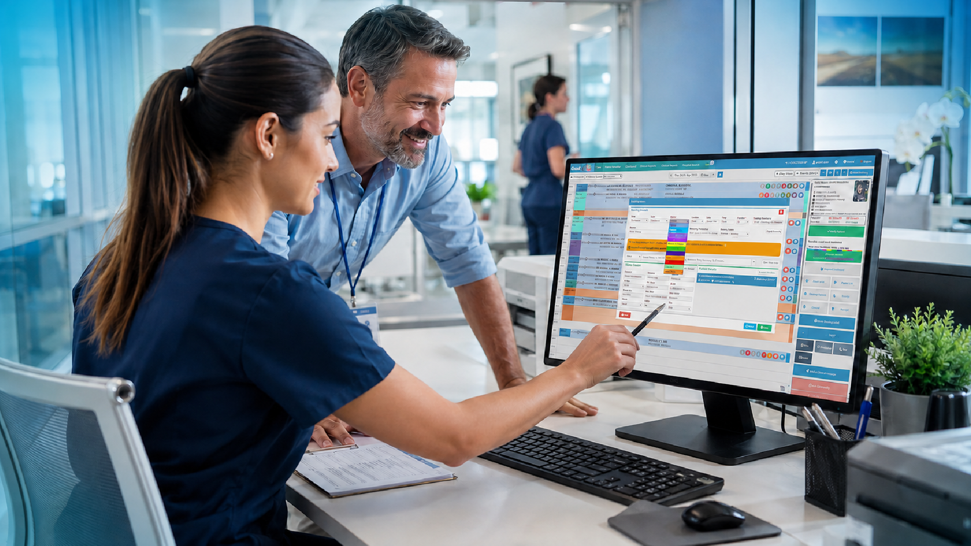Healthcare professional using compliant healthcare software to securely manage patient information